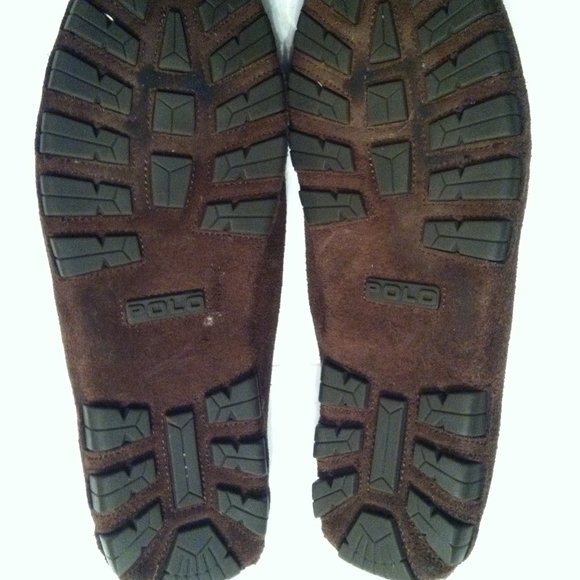 POLO RALPH LAUREN MENS PRE-OWNED BROWN LEATHER SUEDE SLIP-ON LOAFERS SIZE: 13D